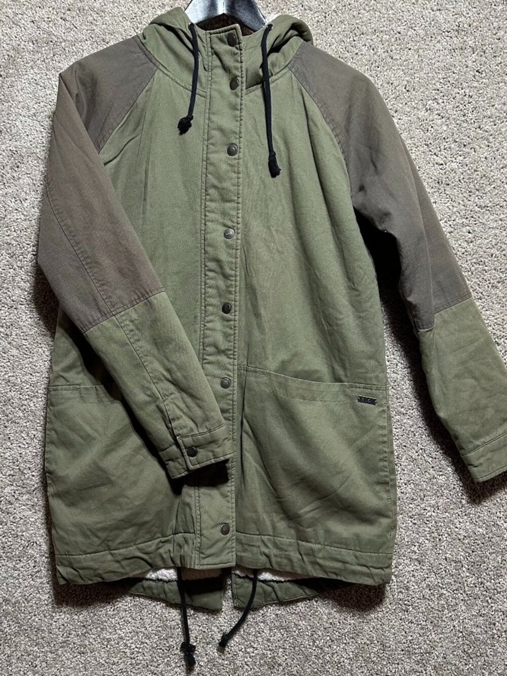 RVCA Men's Hooded Parka Coat with Sherpa Lining
